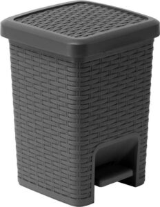 Šedý koupelnový pedálový koš Addis Rattan Pedal Bin Charcoal