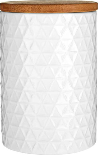 Bílá dóza s bambusovým víkem Premier Housewares White Tri Canister