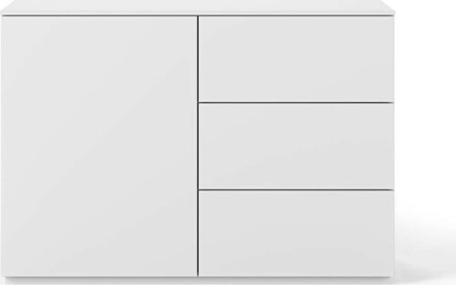 Bílá komoda s bílou deskou s 3 šuplíky a 3 policemi TemaHome Join TemaHome