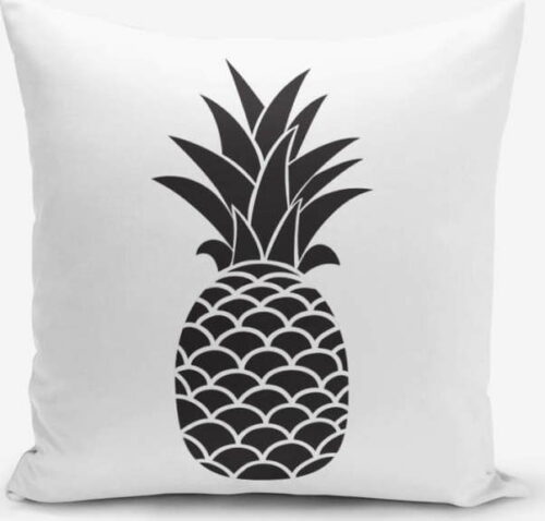 Černo-bílý povlak na polštář s příměsí bavlny Minimalist Cushion Covers Pineapple