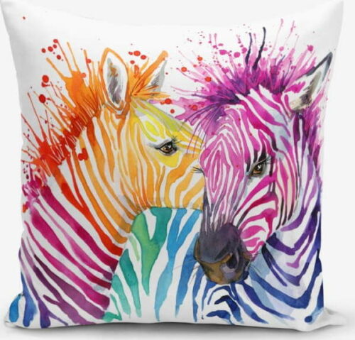 Povlak na polštář s příměsí bavlny Minimalist Cushion Covers Colorful Zebras Oleas