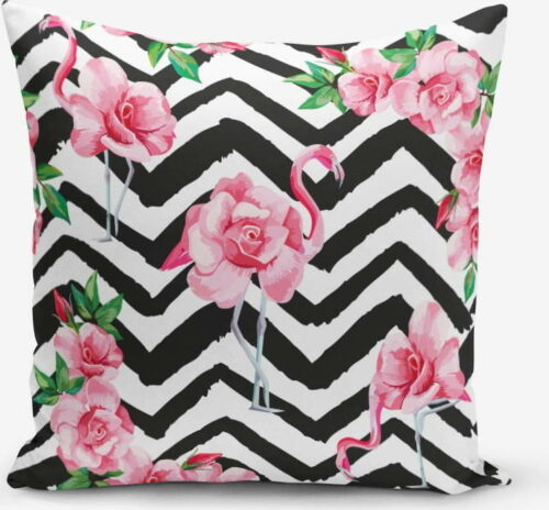 Povlak na polštář s příměsí bavlny Minimalist Cushion Covers Stripped Flamingo