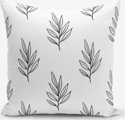 Povlak na polštář s příměsí bavlny Minimalist Cushion Covers White Leaf