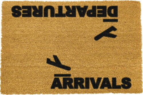 Rohožka z přírodního kokosového vlákna Artsy Doormats Arrivals and Departures