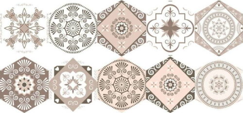 Sada 10 samolepek na podlahu Ambiance Floor Stickers Hexagons Cornalina