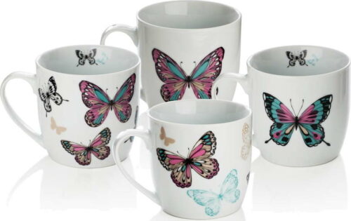 Sada 4 porcelánových hrnků Sabichi Mariposa