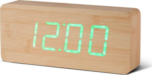 Světle hnědý budík se zeleným LED displejem Gingko Slab Click Clock Gingko