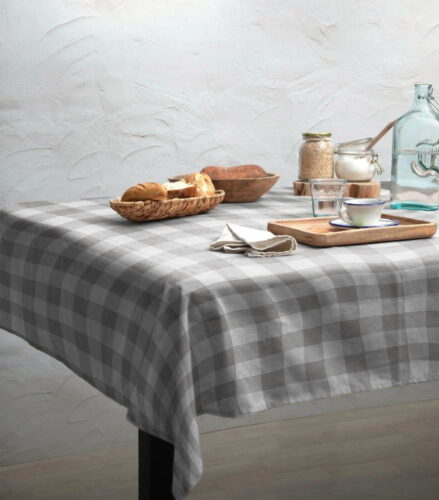 Ubrus Linen Couture Mantel de Lino Grey Vichy