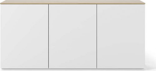 Bílá komoda s deskou v dubovém dekoru TemaHome Join